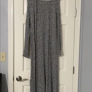 Knee length grey and black cardigan